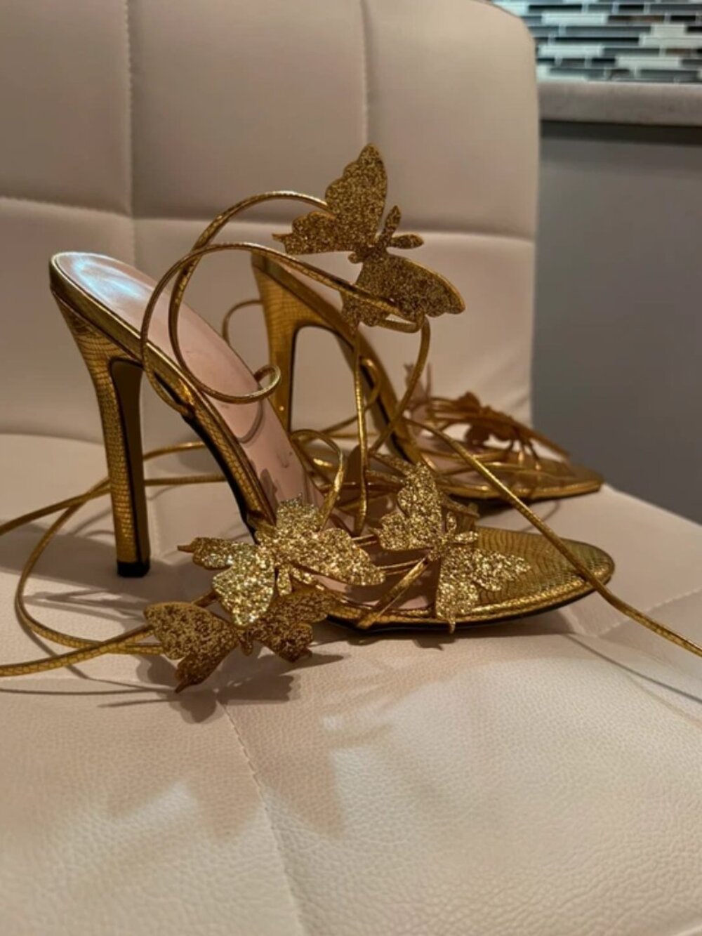 Golden Butterfly Up the leg Heels